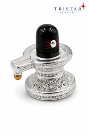 Silver Black Shivling with Abhishek Dhara