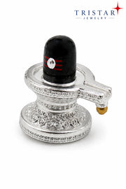 Silver Black Shivling with Abhishek Dhara