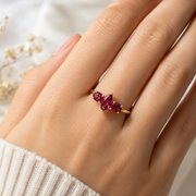 10K Gold Three-Stone Gemstone Ring