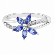 White Gold Tanzanite Floral Ring