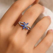 White Gold Tanzanite Floral Ring
