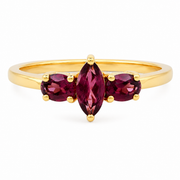 10K Gold Three-Stone Gemstone Ring