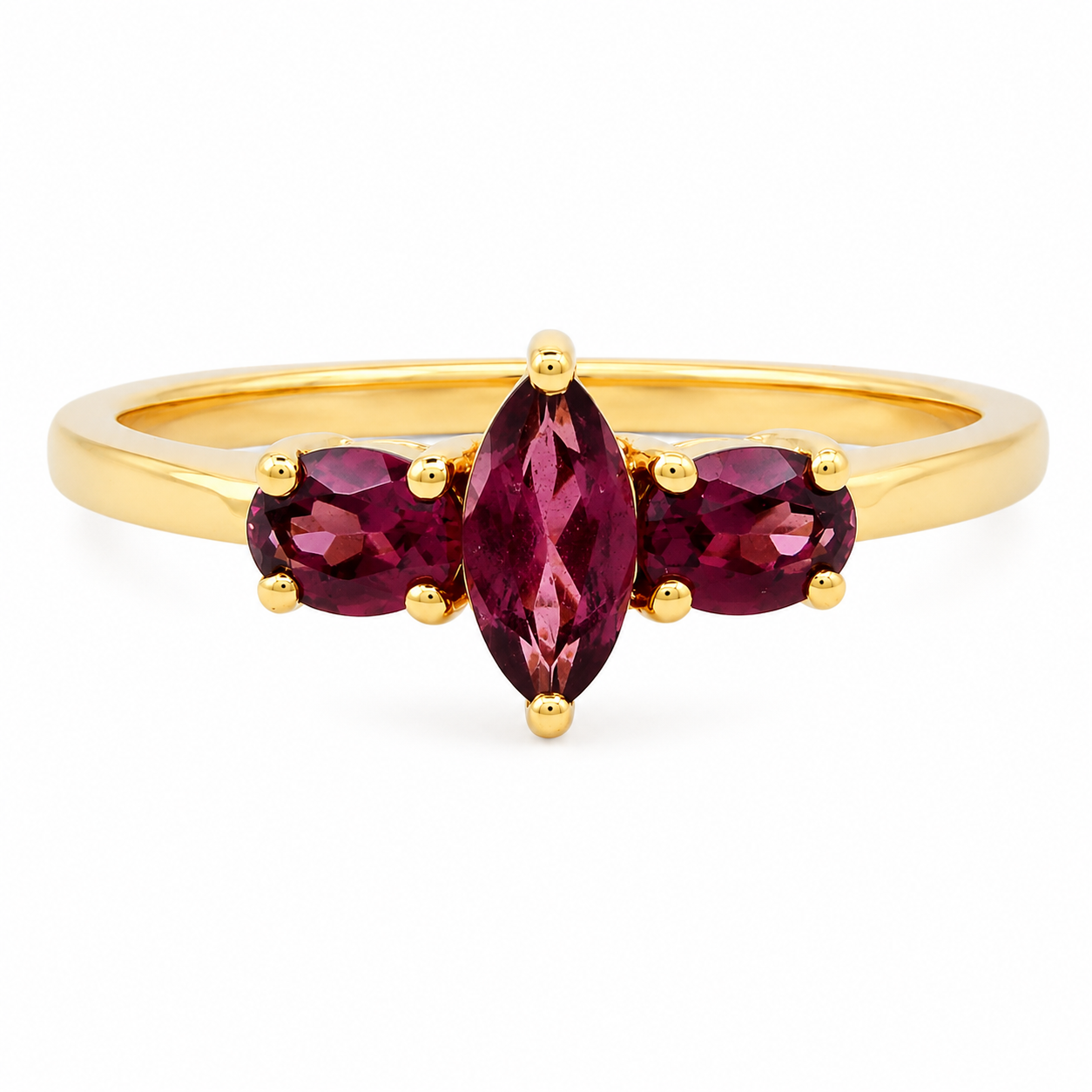 10K Gold Three-Stone Gemstone Ring