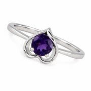 10K Gold Amethyst Heart Shape Ring