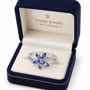 White Gold Tanzanite Floral Ring