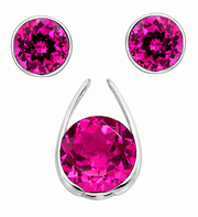 Elegant Silver Pink Corundum Jewelry Set