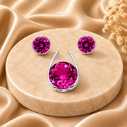 Elegant Silver Pink Corundum Jewelry Set