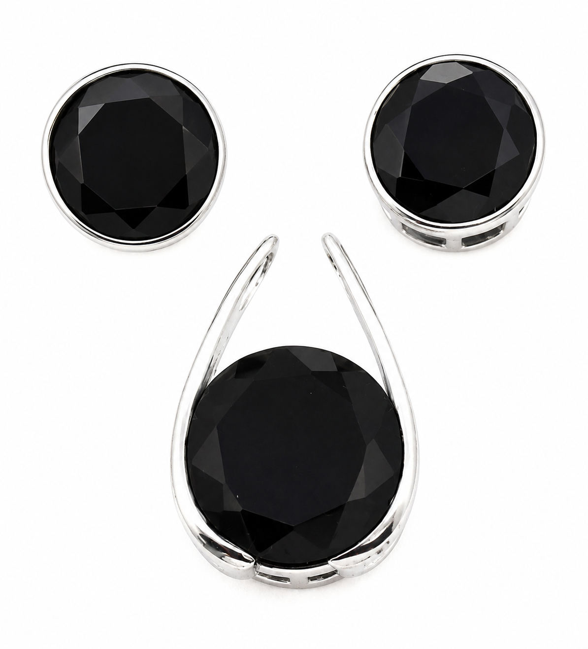 Black Onyx Gemstone Pendant & Earring Set