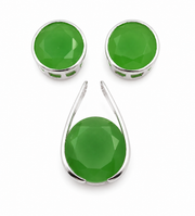 Green Jade Pendant Earring Set