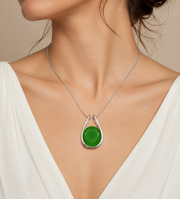Green Jade Pendant Earring Set