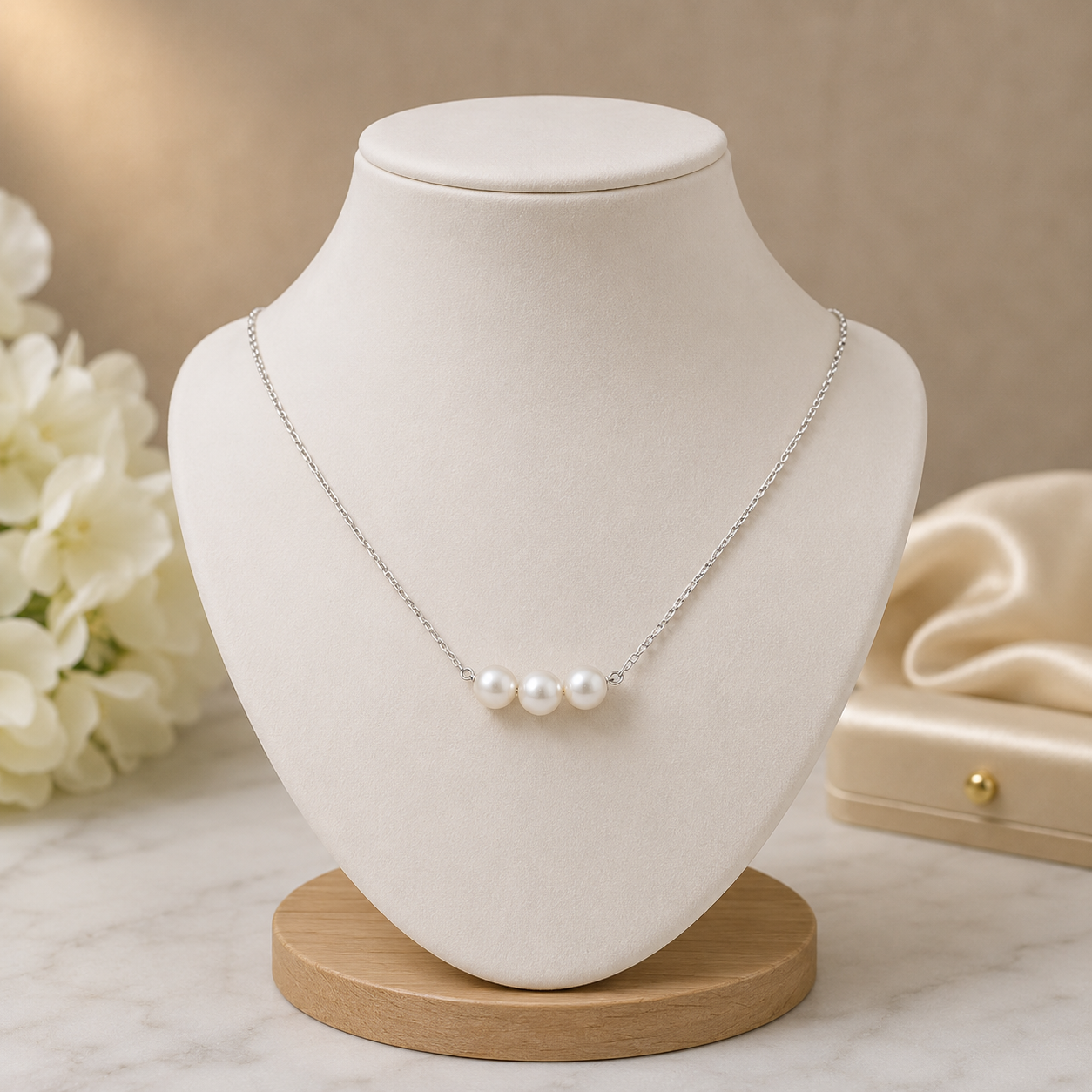 Pearl Silver Chain Necklace