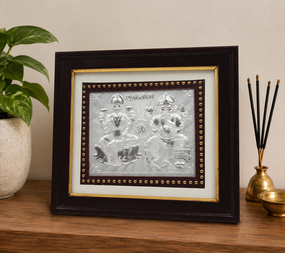 999 Pure Silver Lakshmi Ganesha Frame