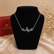 Silver Butterfly Gemstone Necklace