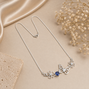 Silver Butterfly Gemstone Necklace