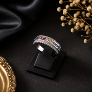 Silver Rainbow Multi-Stone Ring Band