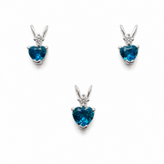 Blue Topaz Sterling Silver Pendant Set