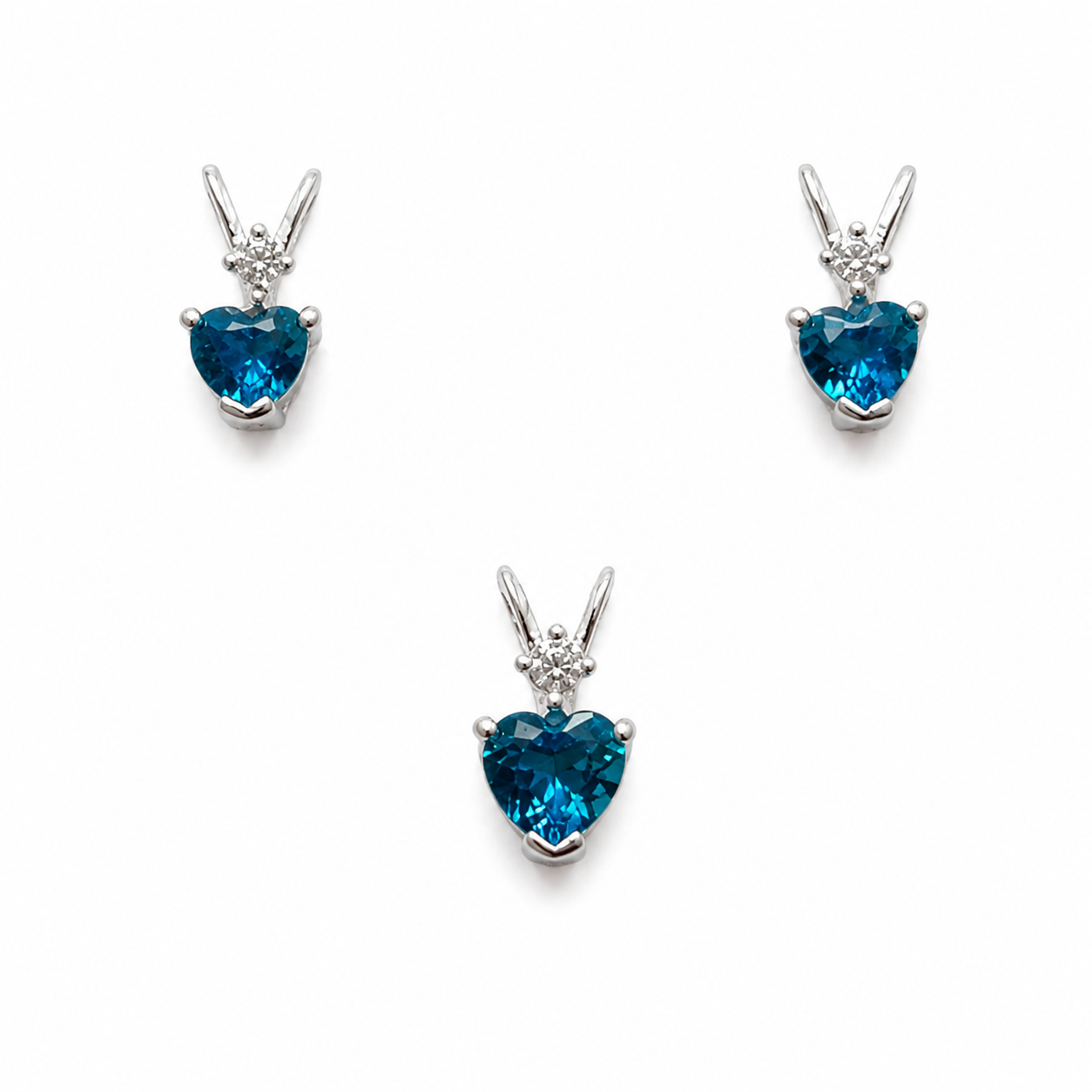Blue Topaz Sterling Silver Pendant Set