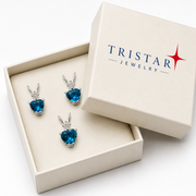 Blue Topaz Sterling Silver Pendant Set
