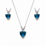 Blue Topaz Sterling Silver Pendant Set