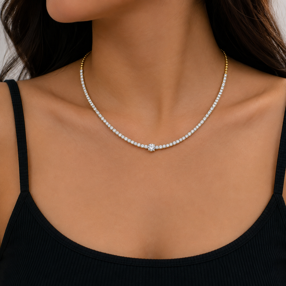 Luxury Gold & Diamond Tennis Necklace