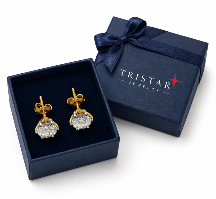 14K Gold Diamond Solitaire Stud Earring