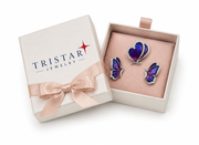 Butterfly Enamel Pendant & Earrings Jewelry Set