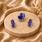 Butterfly Enamel Pendant & Earrings Jewelry Set
