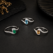 Silver Natural Gemstone Rings