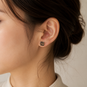 Silver Smoky Quartz Stud Earrings