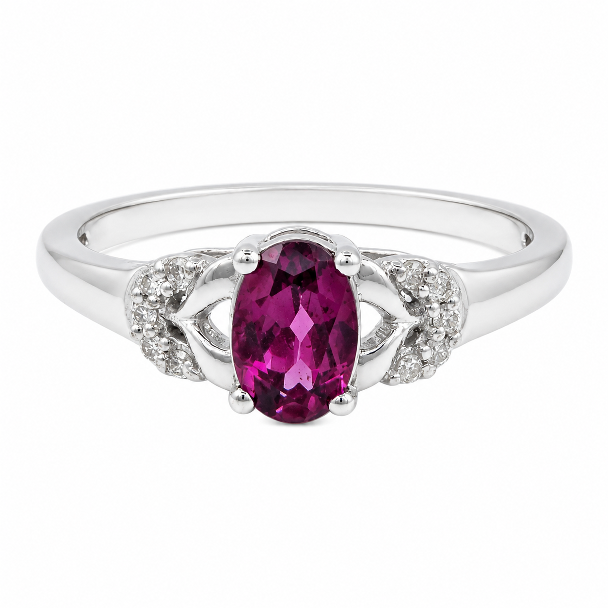 10K Gold Natural Rhodolite Garnet & Diamond Ring