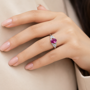10K Gold Natural Rhodolite Garnet & Diamond Ring