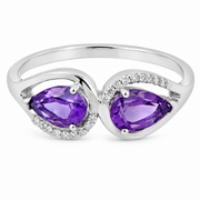 10K Gold Natural Amethyst & Diamond Ring