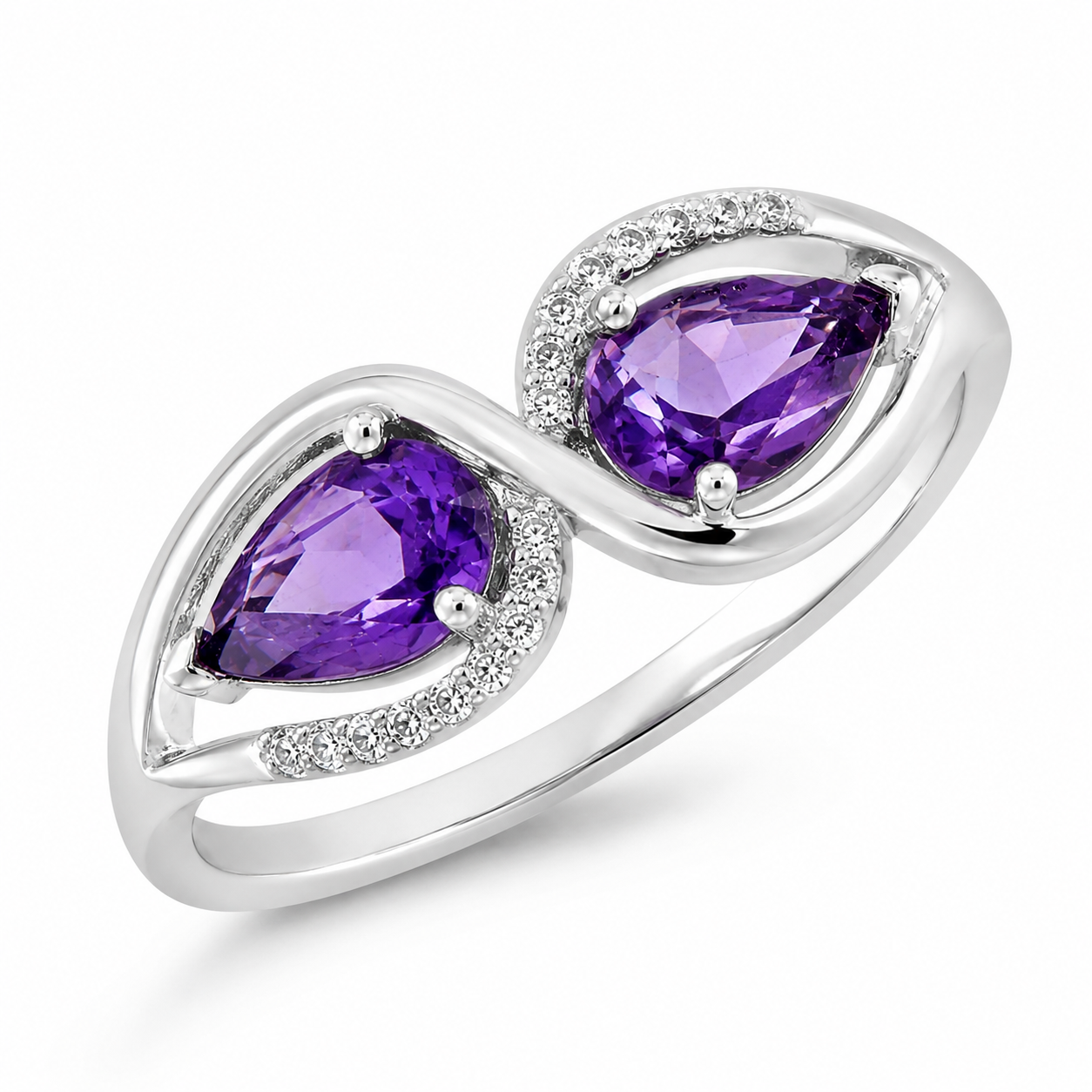 10K Gold Natural Amethyst & Diamond Ring