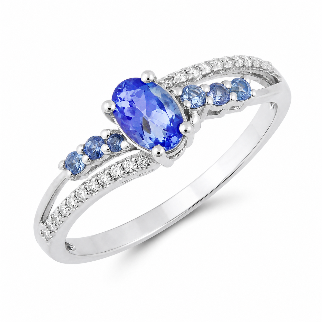 White Gold Tanzanite Diamond Ring