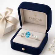 10K Gold Blue Topaz & Diamond Ring