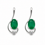 10K Gold Emerald & Diamond Pendant Set