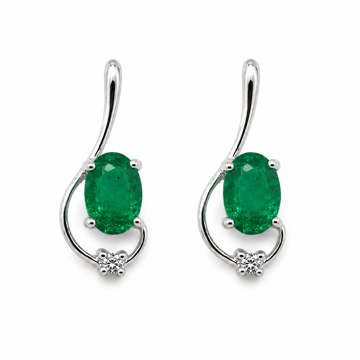 10K Gold Emerald & Diamond Pendant Set