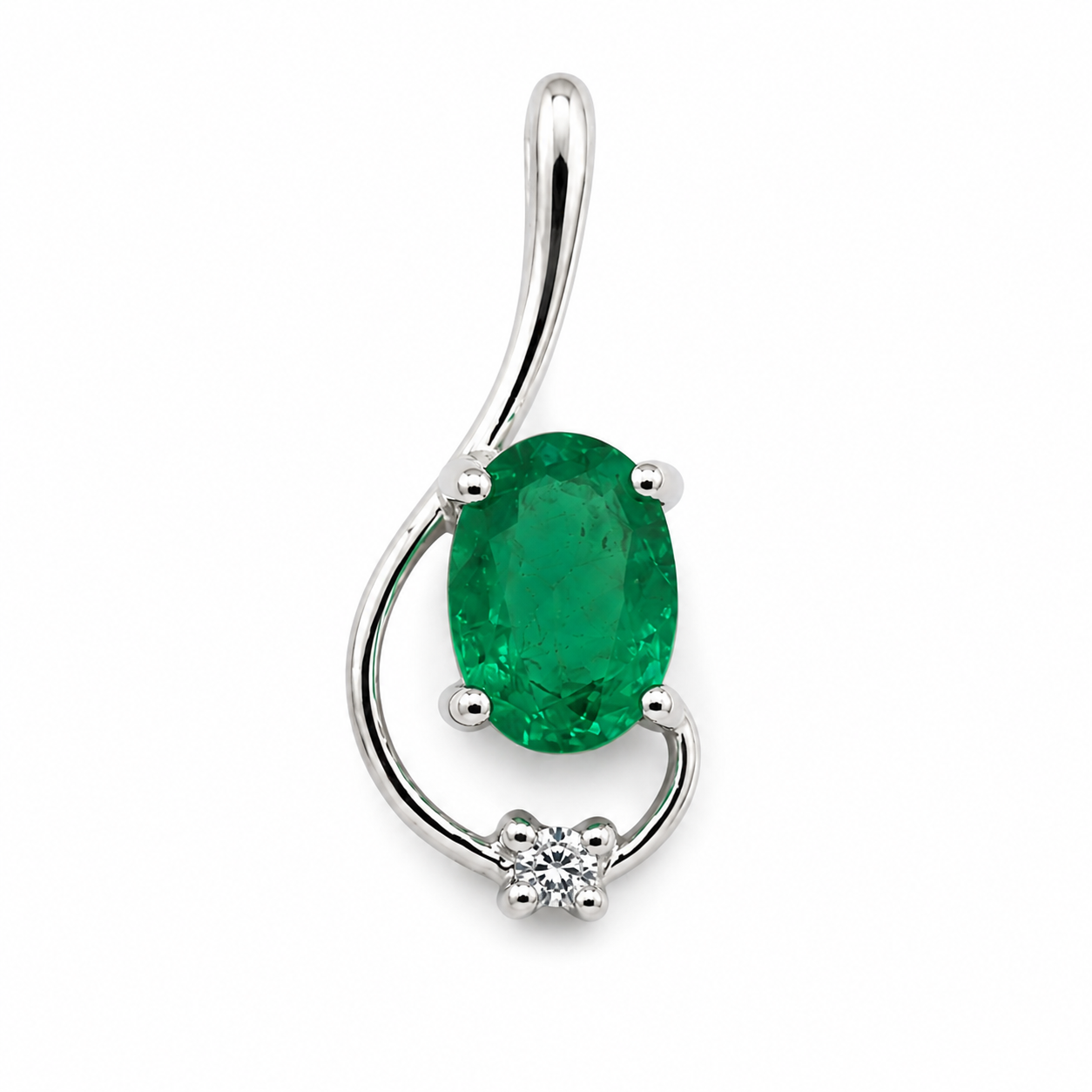 10K Gold Emerald & Diamond Pendant Set