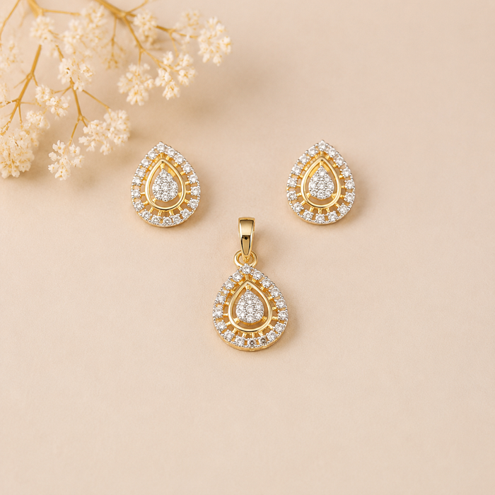 Silver Gold-Plated Pendant Set