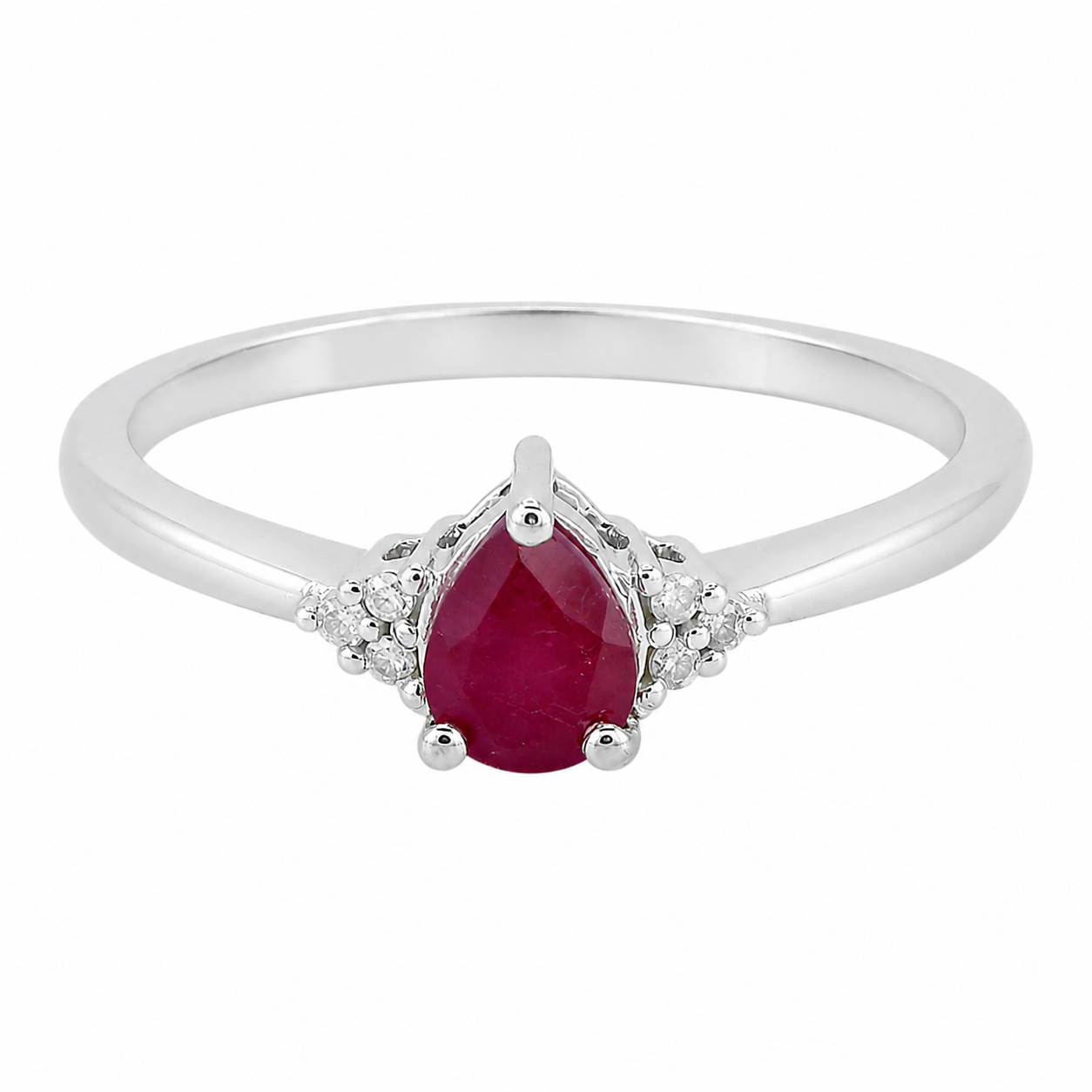 White Gold Ruby & Diamond Ring