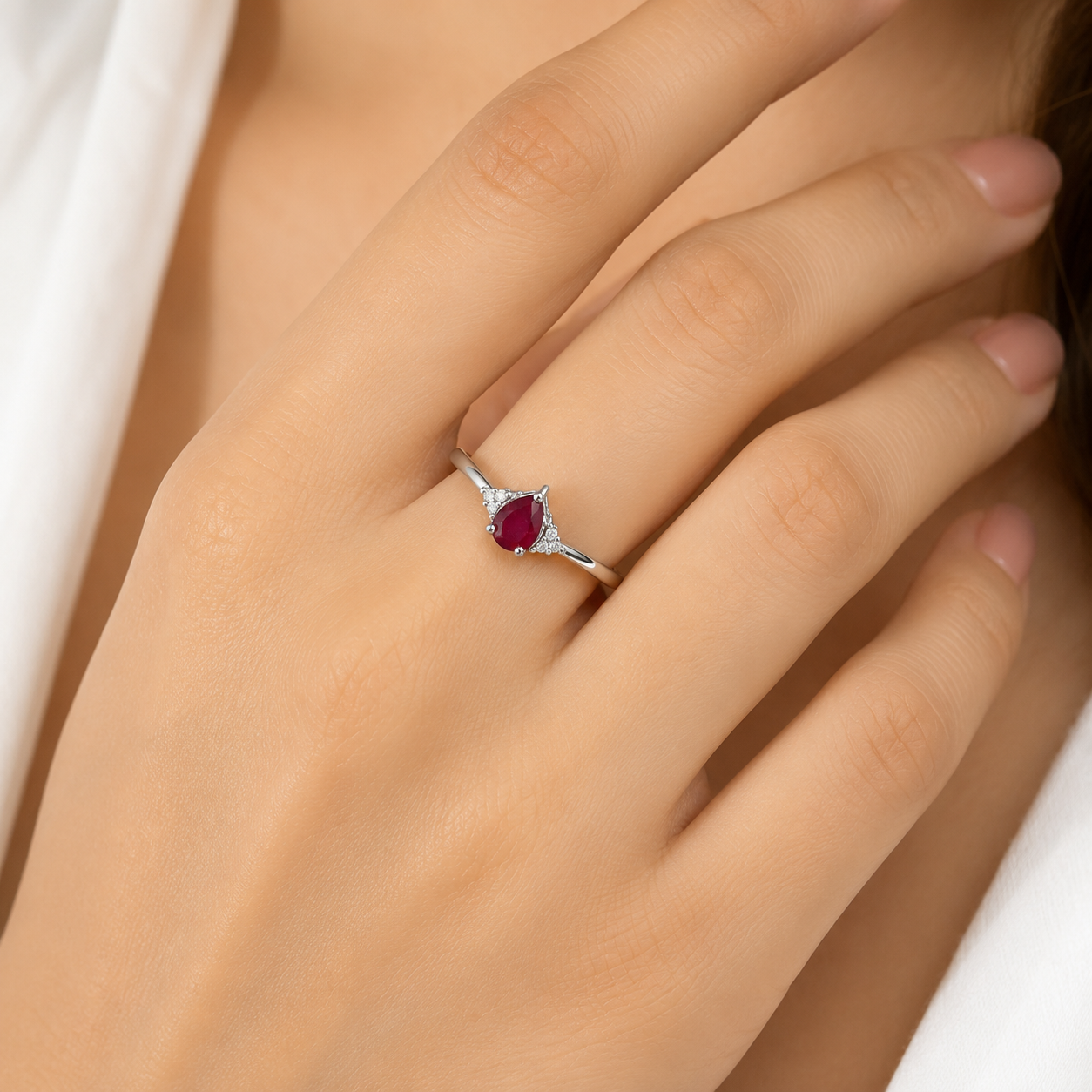 White Gold Ruby & Diamond Ring