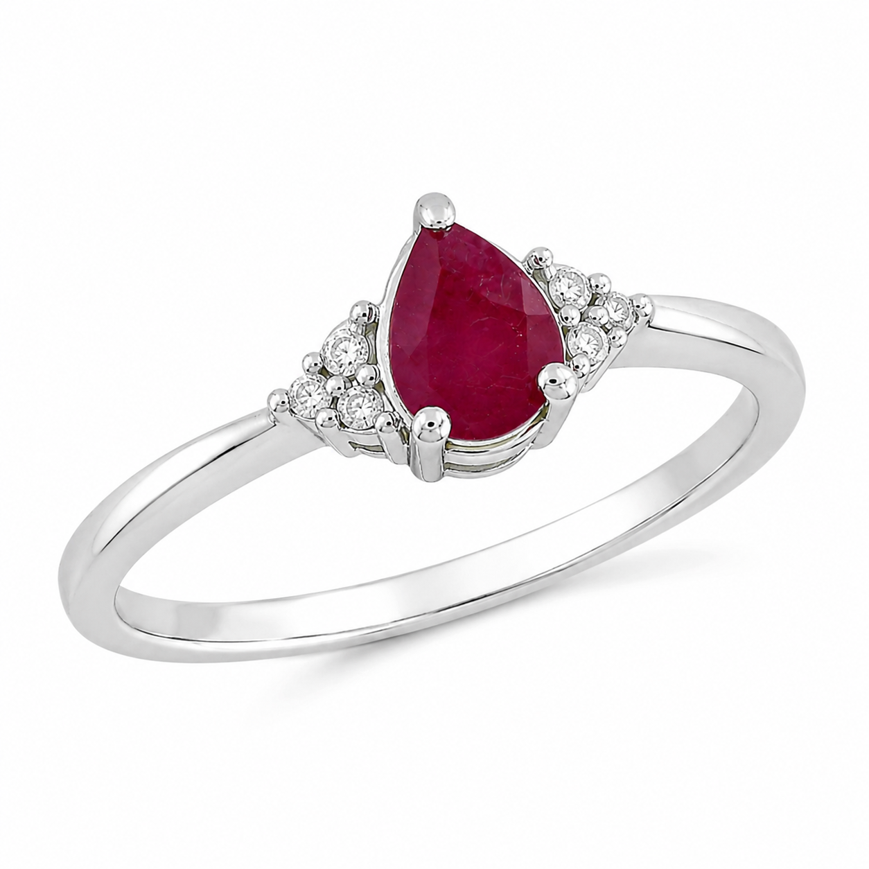 White Gold Ruby & Diamond Ring