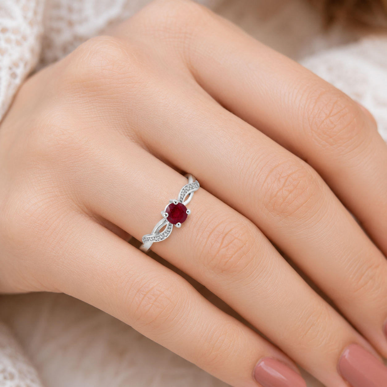 Gold Natural Ruby Diamond Ring