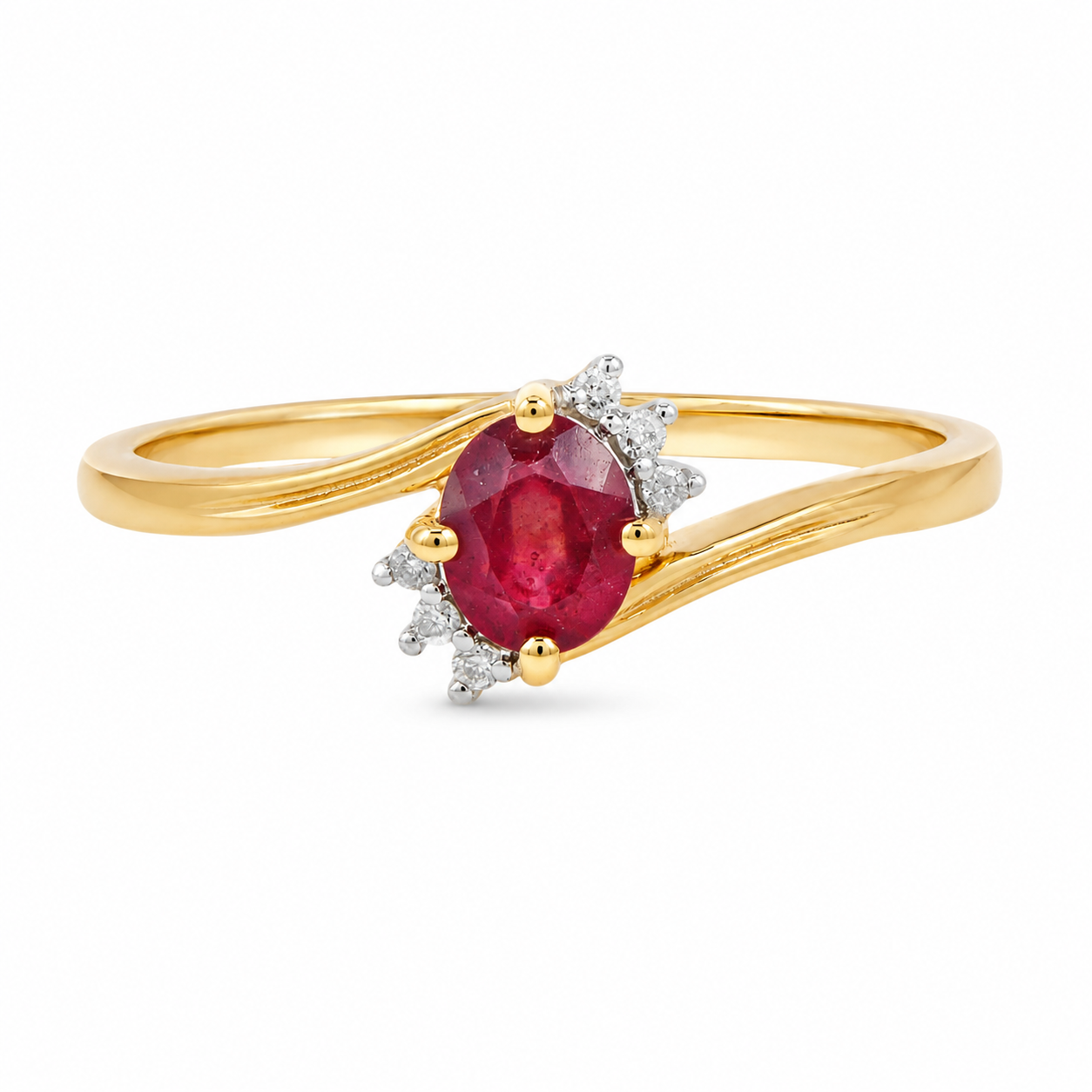 10K Gold Natural Ruby Diamond Ring