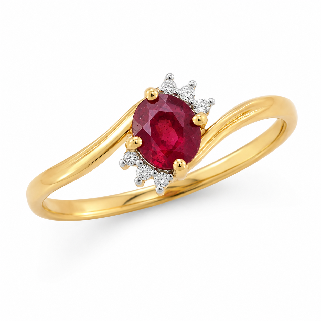 10K Gold Natural Ruby Diamond Ring