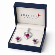 White Gold Heart Pendant Set