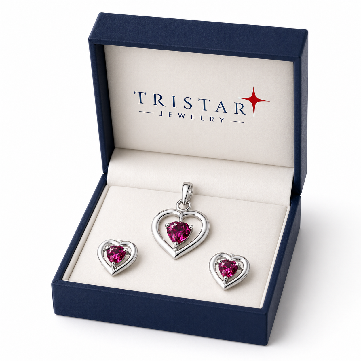 White Gold Heart Pendant Set