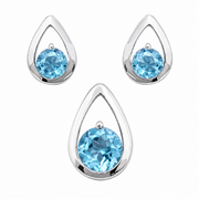 Blue Topaz Gemstone Pendant Set