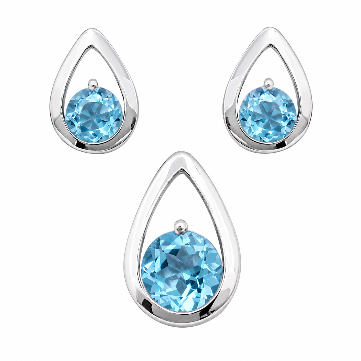 Blue Topaz Gemstone Pendant Set