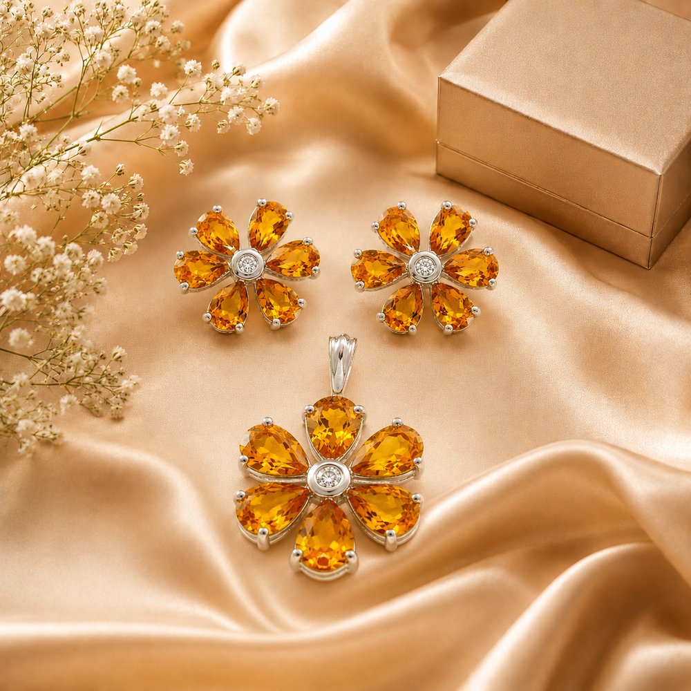 Gold Citrine Jewelry Set